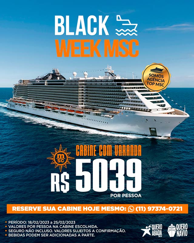 black week msc 2022/2023 reservar navio para o carnavaçl 2023